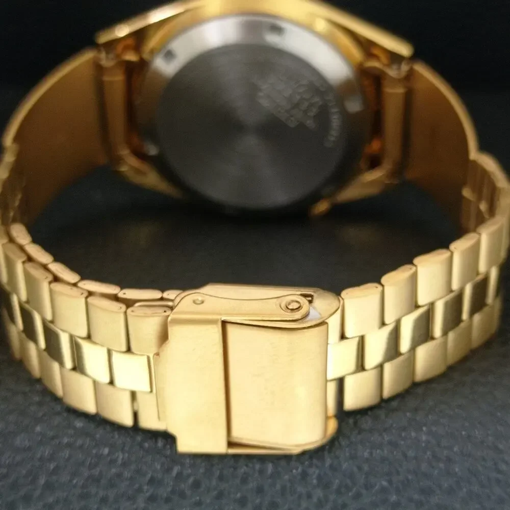 Vintage 1970 Seiko Automatic Mens Gold Watch W/daydate & Black accents
